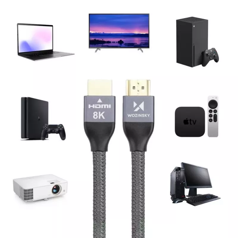 Wozinsky Cabo HDMI 2.1 8K 60Hz 48Gbps / 4K 120Hz / 2K 144Hz 2m Prateado (WHDMI-20)