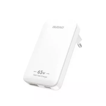 Dudao A65Q Carregador de viagem GaN 65W USB-A / USB-C PD ultrafino EU/US - branco