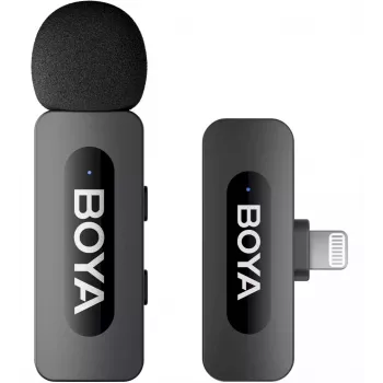BOYA BY-V1 V2.0 Microfone Sem Fios 2,4GHz Ultra Compacto para Dispositivos Lightning - 1TX+1RX