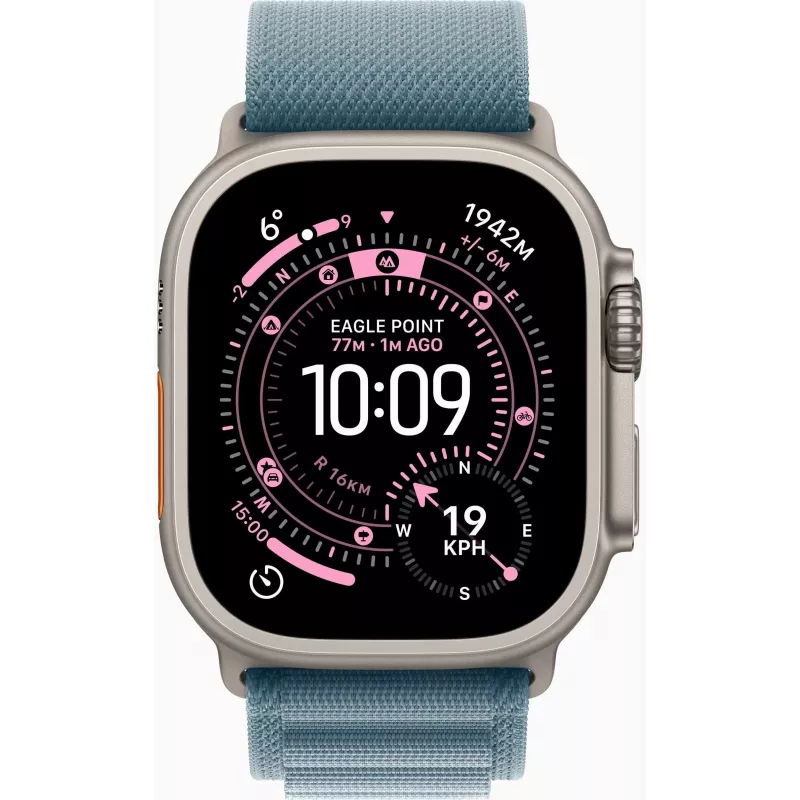 Apple Watch Ultra 3 GPS + Cellular 49mm caixa de titânio natural com Blue/Bright Blue Trail Loop - M/L