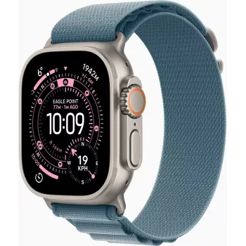 Apple Watch Ultra 3 GPS + Cellular 49mm caixa de titânio natural com Blue/Bright Blue Trail Loop - M/L