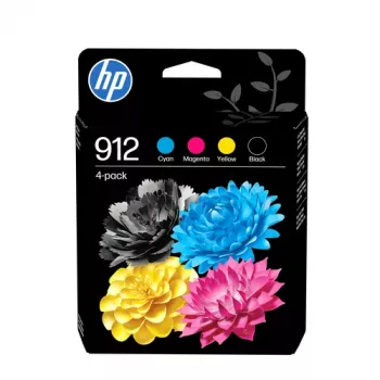 HP 912 Combo Pack, pack de 4, Preto/Ciano/Magenta/Amarelo (6ZC74AE)