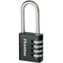 Cadeado de combinação Master Lock 7640EURDBLK 40mm de largura de arco, arco de aço temperado, 4 dígitos reprogramável, prateado/cinzento