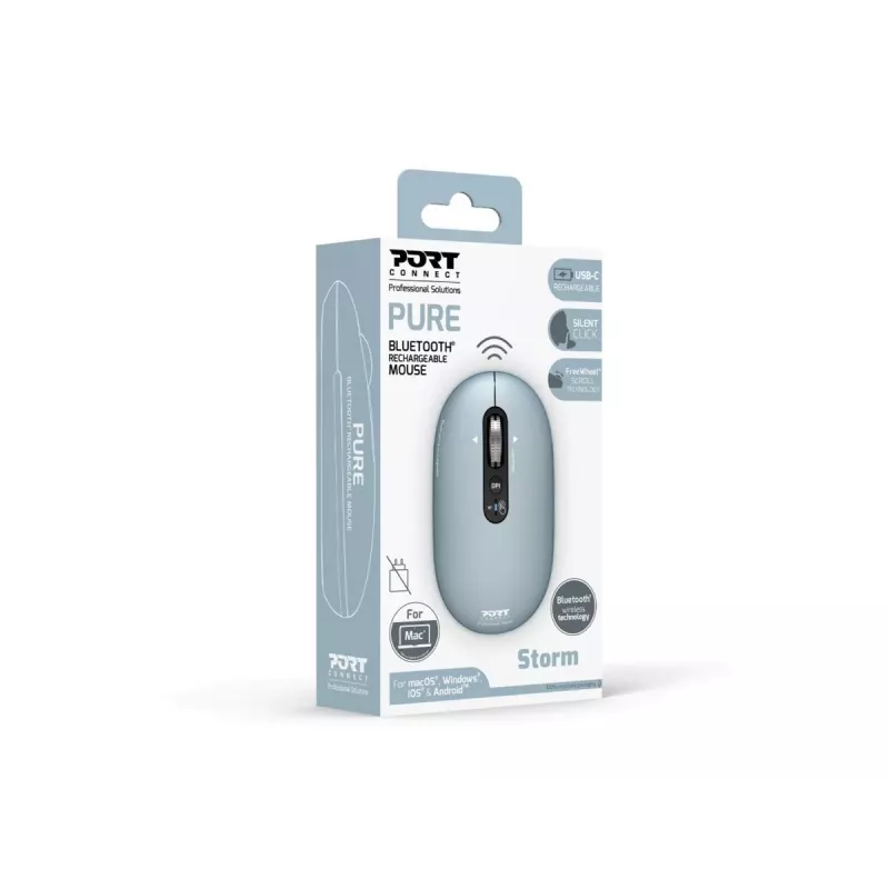 PORT Designs Pure MAC Rato Bluetooth recarregável - Storm Grey - 3200 DPI