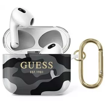Guess GUA3UCAMG AirPods 3 capa preta Camouflage Camo Collection
