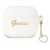 Capa Guess GUA3LSCHSH para AirPods 3 branca de silicone Charm Heart Collection