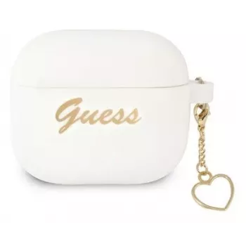 Capa Guess GUA3LSCHSH para AirPods 3 branca de silicone Charm Heart Collection