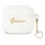 Capa Guess GUA3LSCHSH para AirPods 3 branca de silicone Charm Heart Collection