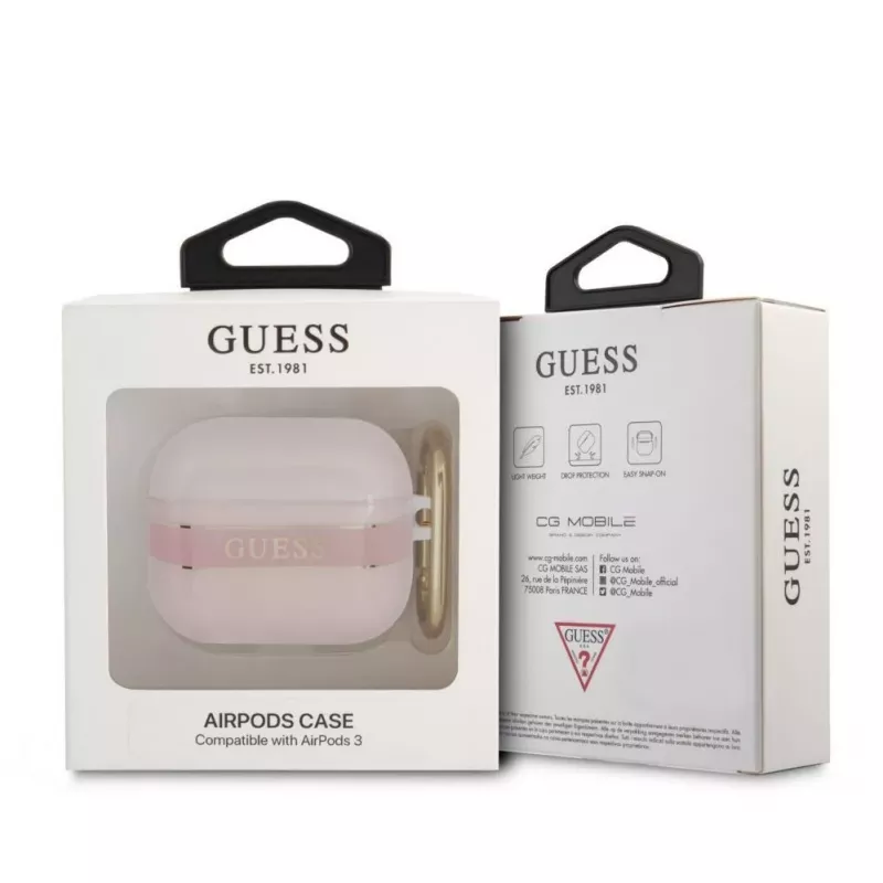 Guess GUA3HHTSP Strap Collection capa de silicone para AirPods 3 - rosa