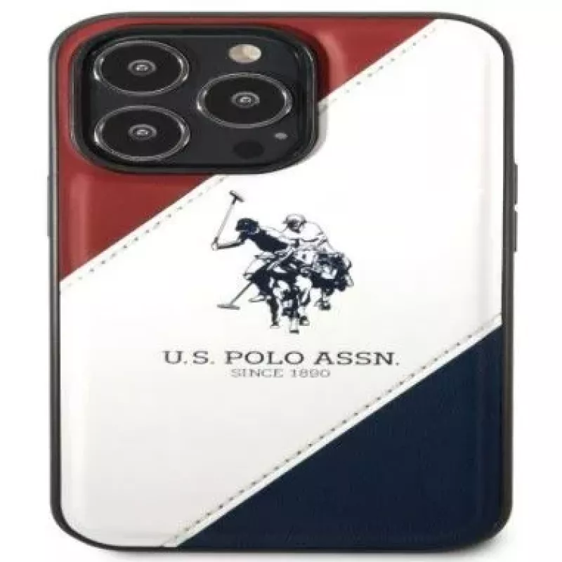 U.S. POLO ASSN. USHCP14XPSO3 Capa Tricolor Embossed para iPhone 14 Pro Max 6,7