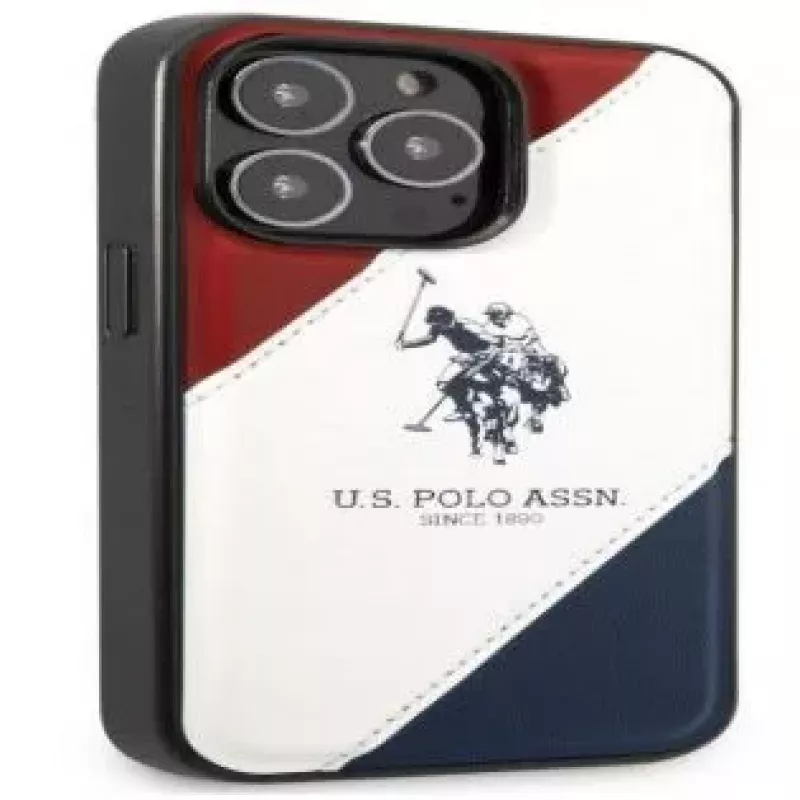 U.S. POLO ASSN. USHCP14XPSO3 Capa Tricolor Embossed para iPhone 14 Pro Max 6,7