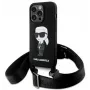 Capa rígida Karl Lagerfeld KLHCP15XSCBSKNK iPhone 15 Pro Max 6,7 polegadas preta Crossbody Silicone Ikonik