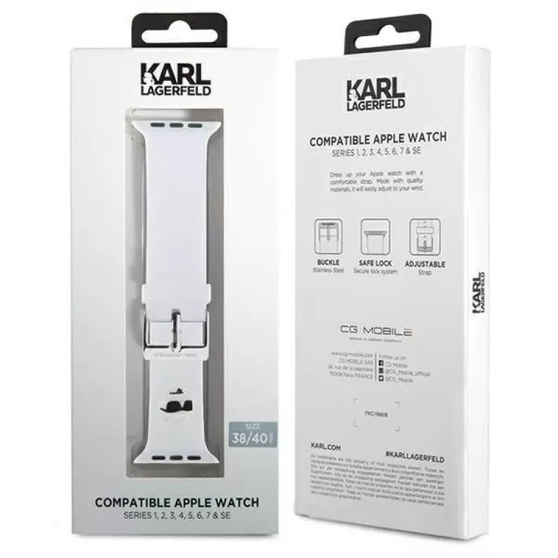 Karl Lagerfeld Bracelete de silicone 3D com cabeça Choupette para Apple Watch 38/40/41mm - branca