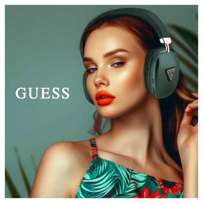 Guess Auscultadores Bluetooth 5.3 over-ear com logótipo 4G Triangle caqui