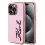 Karl Lagerfeld Capa Wrinkled Metal Signature para iPhone 15 Pro Max, rosa