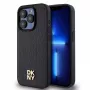 DKNY DKHMP15LPSHRPSK Capa rígida para iPhone 15 Pro 6,1 inch preta em imitação de pele com monograma e logótipo metálico MagSafe