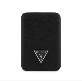 Guess Power bank sem fios Grained Triangle 5000mAh 15W USB-C MagSafe preto
