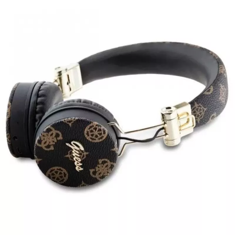 Auscultadores Guess Peony Script de forma redonda sem fios over-ear com Bluetooth 5.3 e ENC (pretos)