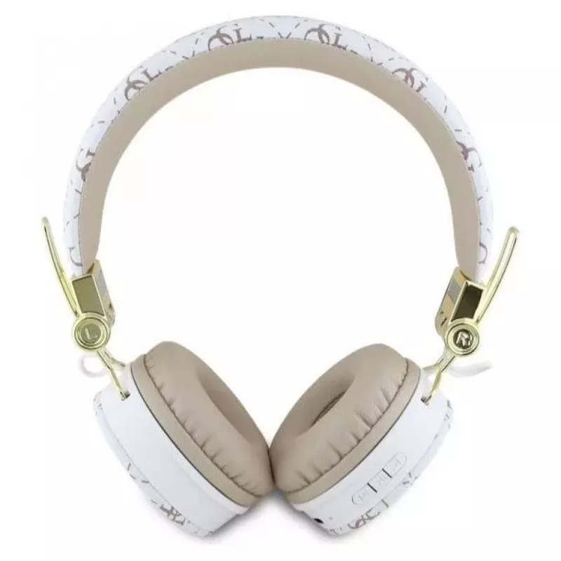 Auscultadores Guess 4G Triangle de forma redonda - sem fios on-ear Bluetooth com ENC (brancos)