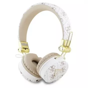 Auscultadores Guess 4G Triangle de forma redonda - sem fios on-ear Bluetooth com ENC (brancos)