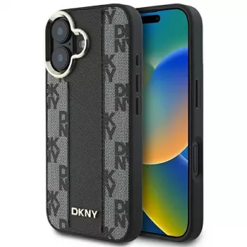 DKNY DKHMP16SPCPVSLK Capa rígida para iPhone 16/16.1 padrão xadrez MagSafe preto