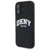 DKNY DKHMP16SSNYACH Capa rígida para Apple iPhone 16 6,1 polegadas preto silicone com logótipo impresso branco MagSafe