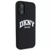 DKNY DKHMP16SSNYACH Capa rígida para Apple iPhone 16 6,1 polegadas preto silicone com logótipo impresso branco MagSafe