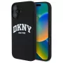 DKNY DKHMP16SSNYACH Capa rígida para Apple iPhone 16 6,1 polegadas preto silicone com logótipo impresso branco MagSafe