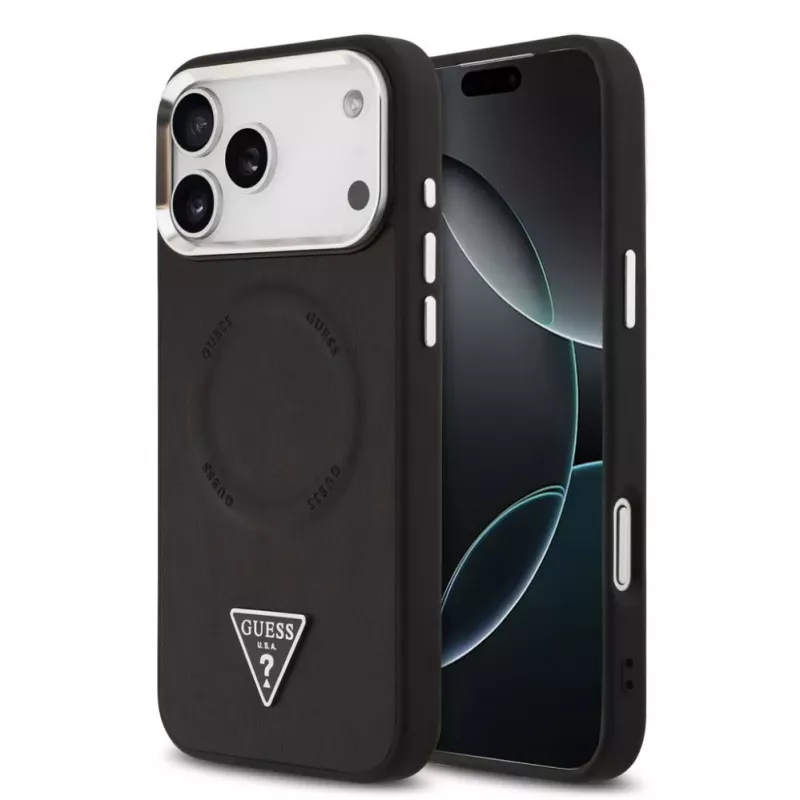 Capa MagSafe Guess Triangle Logo para iPhone 17 Pro Max (preta)