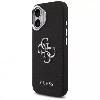 Capa Guess Grained Big 4G Classic Logo para iPhone 17, Preto
