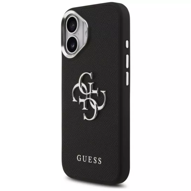 Capa Guess Grained Big 4G Classic Logo para iPhone 17, Preto