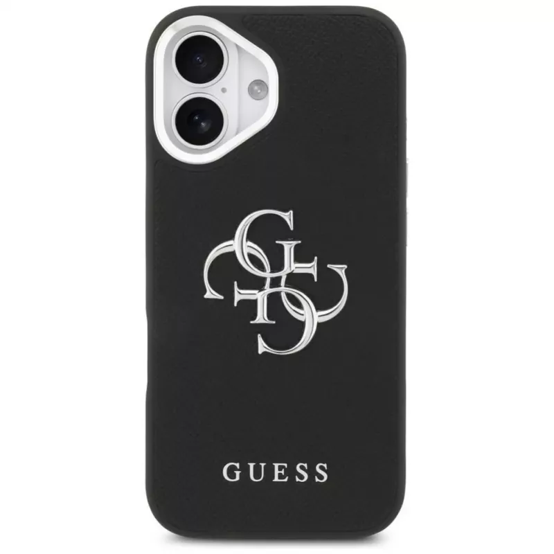 Capa Guess Grained Big 4G Classic Logo para iPhone 17, Preto