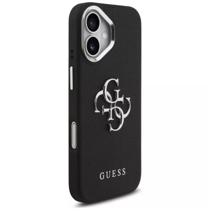 Capa Guess Grained Big 4G Classic Logo para iPhone 17, Preto