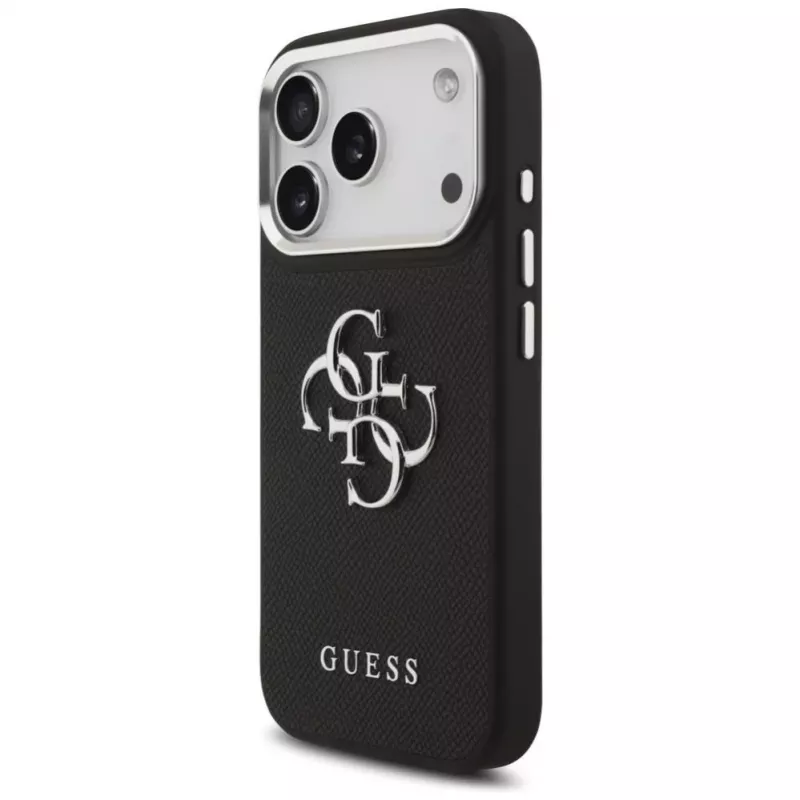 Capa Guess Grained Big 4G Classic Logo para Apple iPhone 17 Pro, Preto