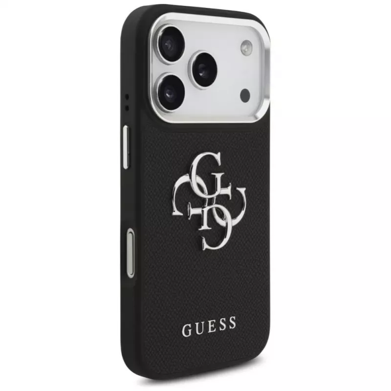 Capa Guess Grained Big 4G Classic Logo para Apple iPhone 17 Pro, Preto