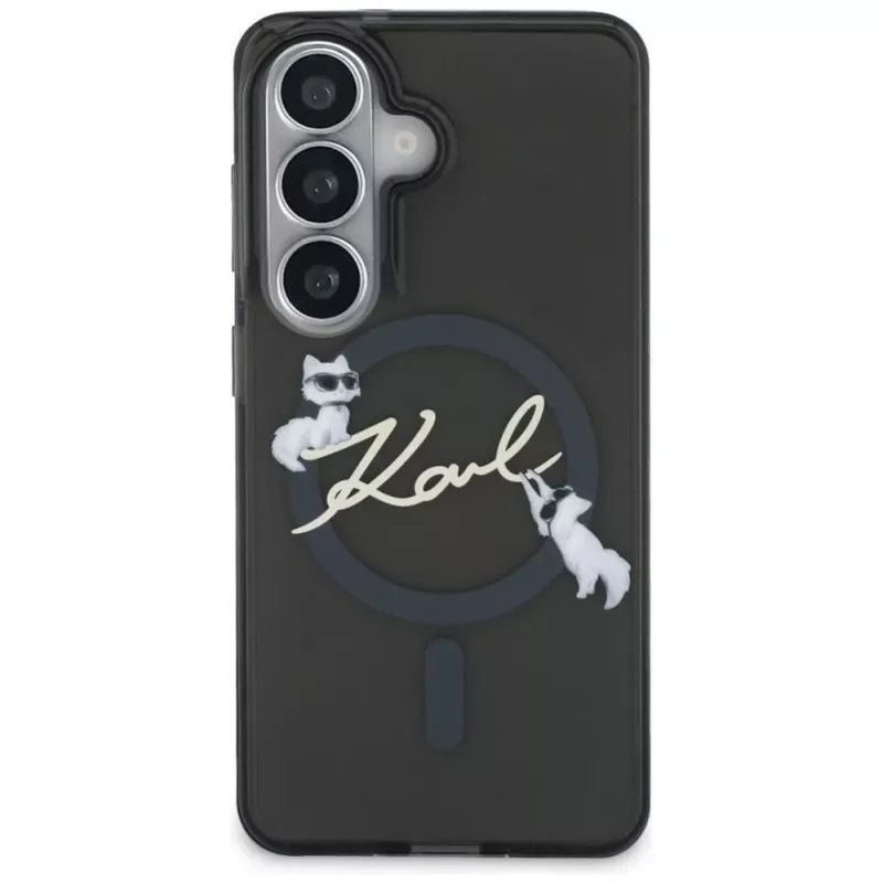 Capa Karl Lagerfeld IML KC Script MagSafe para Samsung Galaxy S26, preto