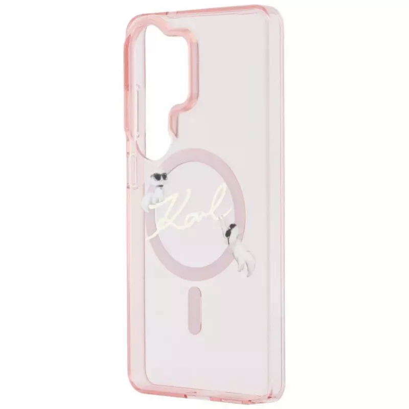 Capa MagSafe KARL LAGERFELD IML KC Script para Samsung Galaxy S26 Ultra, rosa