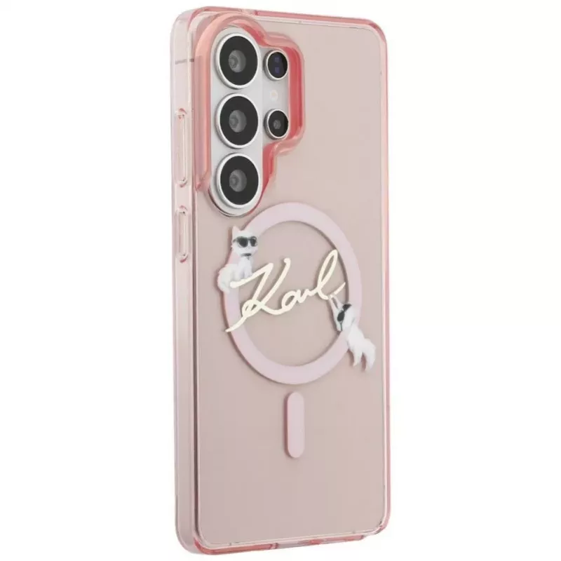 Capa MagSafe KARL LAGERFELD IML KC Script para Samsung Galaxy S26 Ultra, rosa