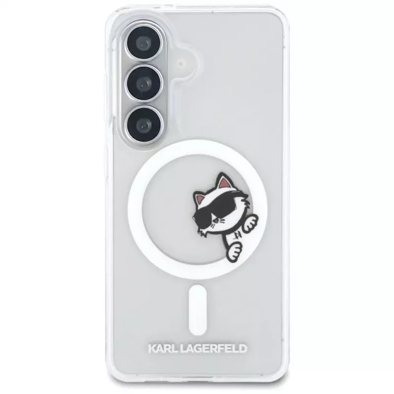 Capa MagSafe KARL LAGERFELD IML Peekaboo Choupette para Samsung Galaxy S26, transparente
