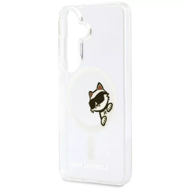 Capa MagSafe KARL LAGERFELD IML Peekaboo Choupette para Samsung Galaxy S26, transparente