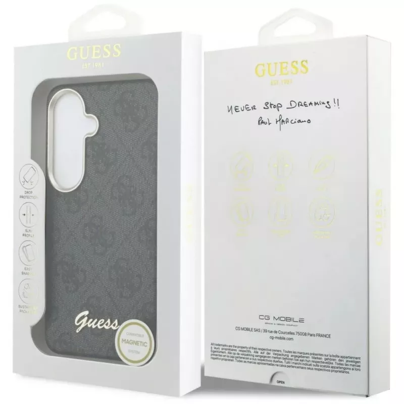Capa MagSafe Guess 4G Script para Samsung Galaxy S26 preta