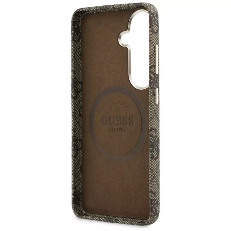 Capa MagSafe Guess 4G Script para Samsung Galaxy S26 (castanha)