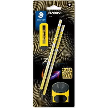 STAEDTLER Noris 181 Conjunto de lápis HB com borracha e afia-lápis Preto/Amarelo (pack de 2)