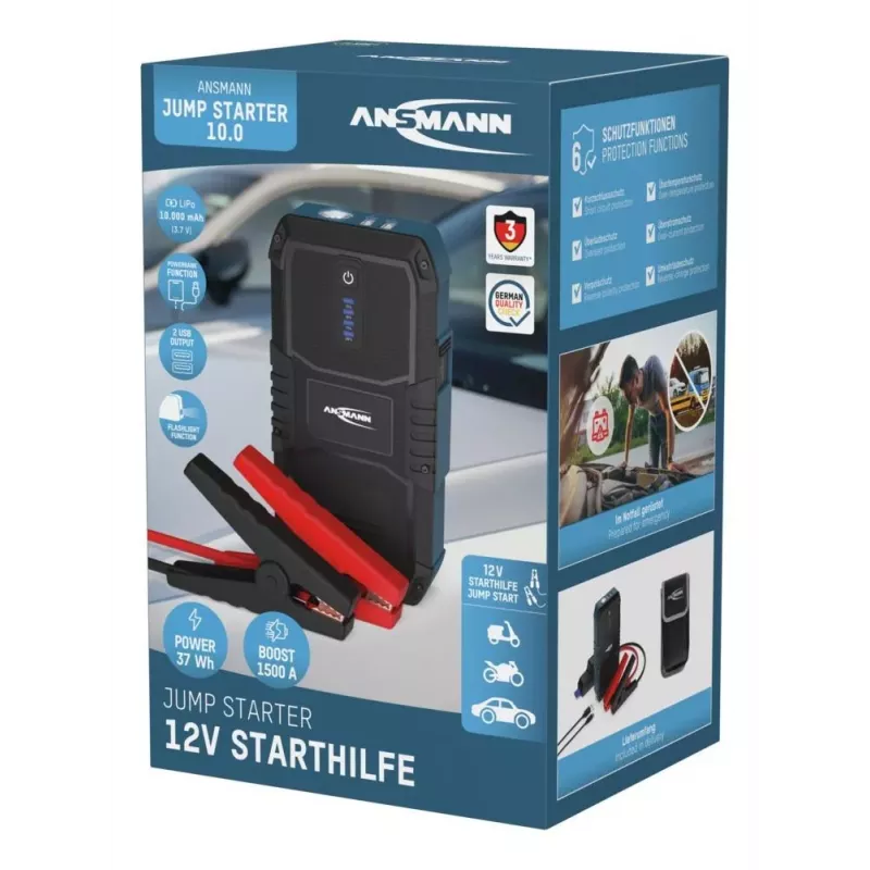 ANSMANN Jump Starter 10.0 Power Bank lanterna 37Wh 12V