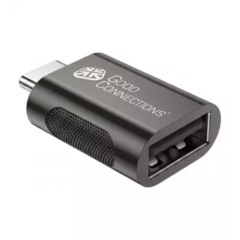 Adaptador USB 3.2 Gen 1 / USB 3.0 GoodConnections USB-C macho para USB-A fêmea, caixa metálica cromada, antracite, pack de 3