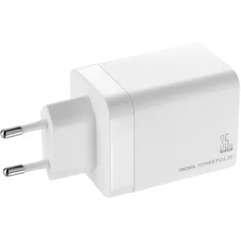 TROIKA POWER PULL 35 Carregador de automóvel 35W USB-C PD e USB-A QC 3.0 branco (CHA35/WH)