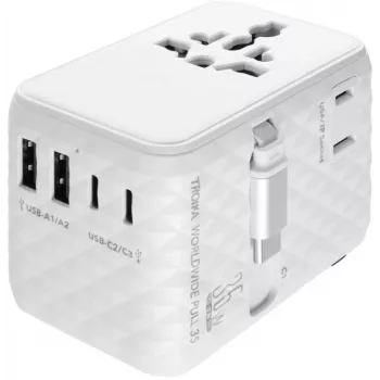 Adaptador de viagem universal TROIKA WORLDWIDE PULL 35 (TRA35/WH)
