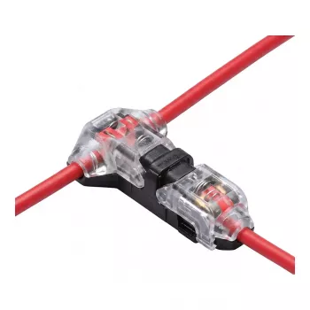 Synergy 21 Conector em T Easy Connect para Fita LED FLEX para 1 Linha, Vermelho