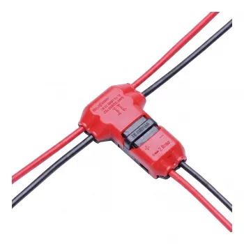 Synergy 21 Conector em T Easy Connect para Fita LED FLEX para 2 Linhas Vermelho