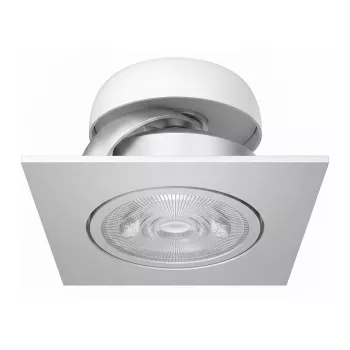 SYNERGY21 Foco LED de encastrar no teto Helios prateado - quadrado + orientável - branco quente 5W 400lm